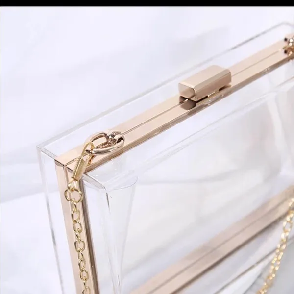 Clear and gold acrylic purse! Super cool! Gold - Image 4