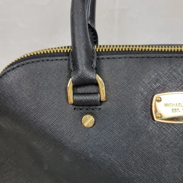 MICHAEL Michael Kors Women Bag Black Leather Cindy Dome Satchel Detachable Strap - Image 4