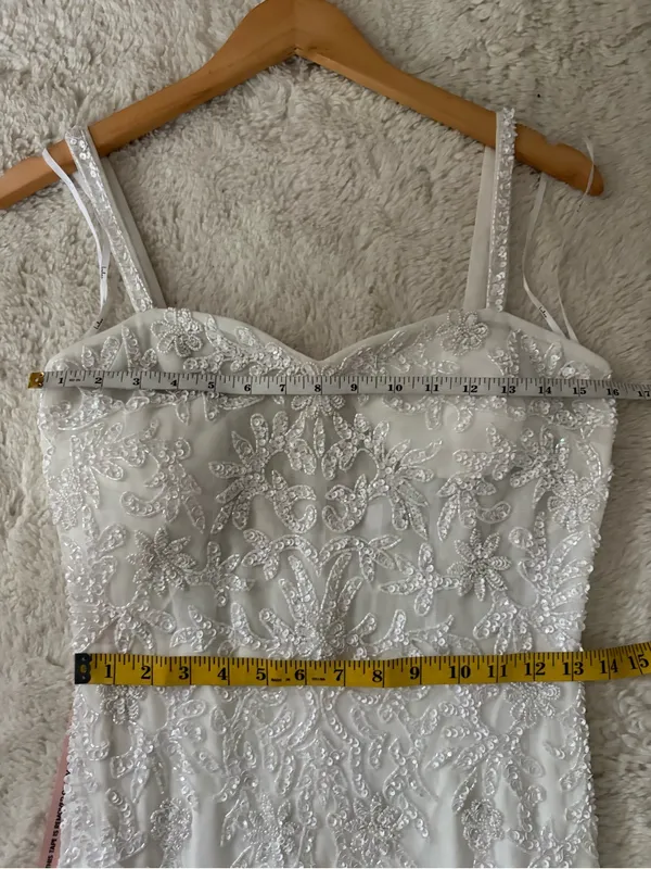 Lulus Momentous Love White Beaded Bustier Mesh Mermaid Maxi Dress Size Medium - Image 8