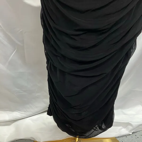 New Pretty Garden Ruched Bodycon Midi Dress Womens Large Black Sexy Cocktail‎ - Image 7