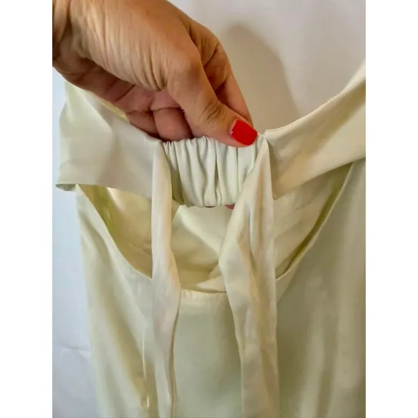 UO Mira Strapless Tie-Back Bow Satin Slip Mini Dress in Ivory Women's sz. M - Image 6