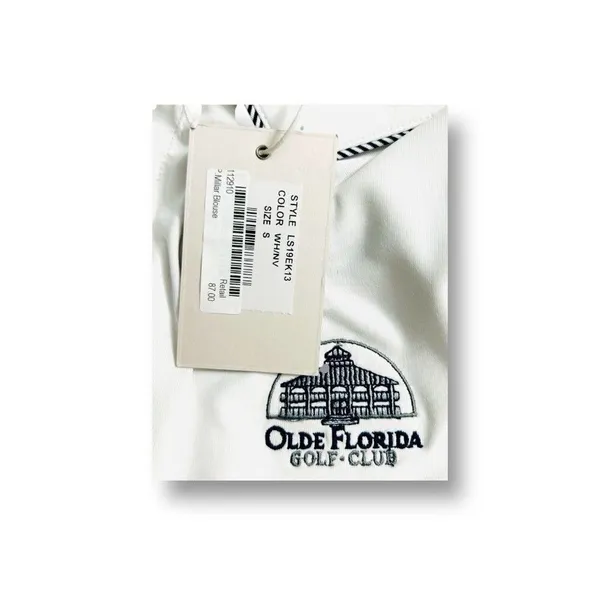 Peter Millar S White Golf Polo Shirt Olde Florida‎ Logo Performance Stretch Top - Image 6