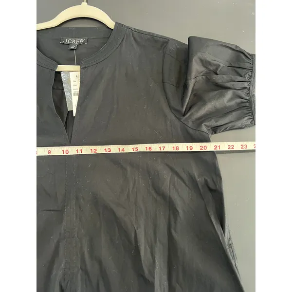 J.Crew Mini Dress Women M Black New Ruffle Hem Cotton Poplin CJ492 Short Sleeve - Image 8