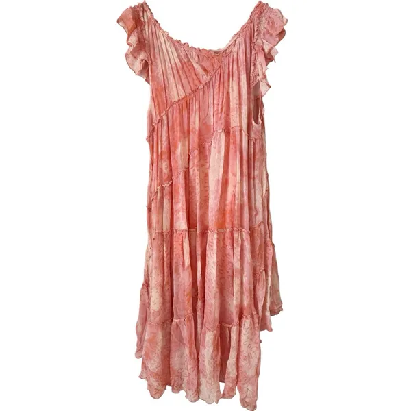 Anthropologie Asymmetric Hanky Tunic Tiered Chiffon Dress Size Small - Image 4