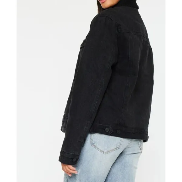 NWOT Womens KanCan‎ Sonny Sherpa Trucker Jacket acid black denim size L - Image 2
