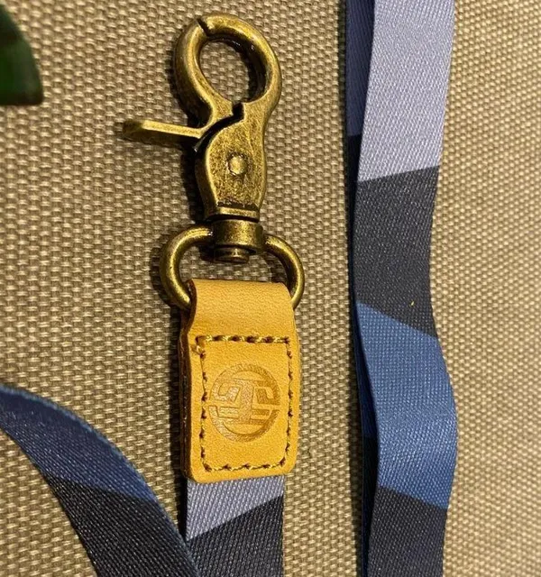 Boutique blue geometric lanyard wristlet Keyring Clip - Image 3