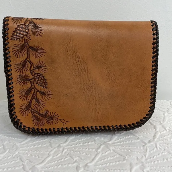 Source Unknown Tooled Leather Embroider bag - Image 3