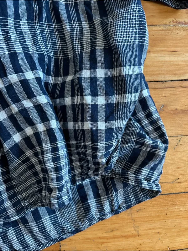 Everlane Oversized Flannel Shirt Dress Plaid Long Sleeve Relaxed linen large - Image 5