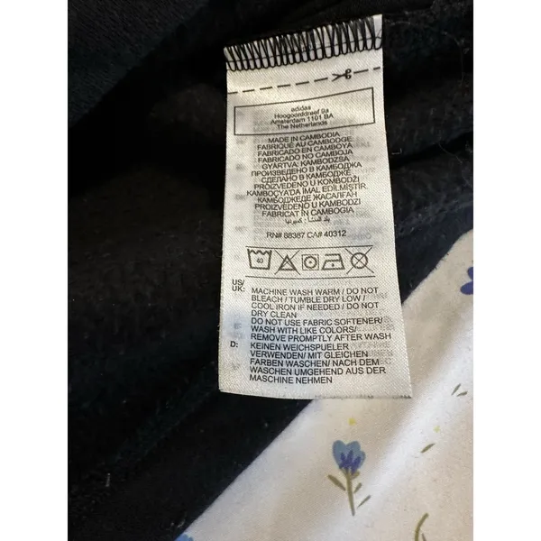Adidas Athleisure Cropped Quarter Zip Hoodie Sz:M Black Camo Stripe Pullover - Image 9