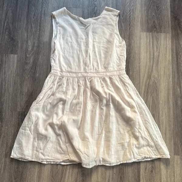 Anthropologie X Laila Cream V-Neck Sleeveless A-Line Sundress embroidered floral - Image 2
