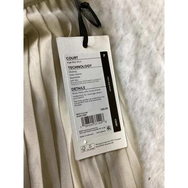 CALIA Court‎ High-Rise Skort Khaki Sand Pleated Mesh Athletic XL WAX15225W - Image 4