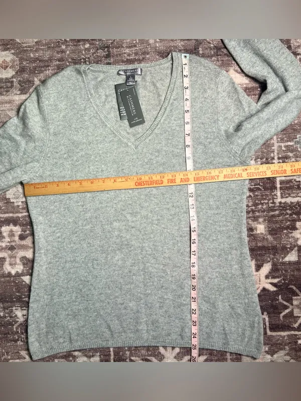 Charter Club 2-Ply 100% Cashmere Women's V Neck Minimalist Luxury Sweater|Size:L - Image 5