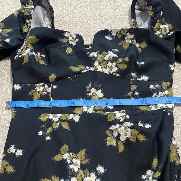 Reformation Floral Sweetheart Neck Midi Dress Long Sleeve Side Slit Size 6 . - Image 12