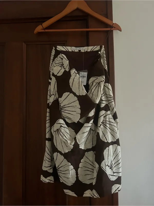 Abercrombie & Fitch Scarlett Linen Strapless Dress Skort Shell Print NWT Large - Image 4