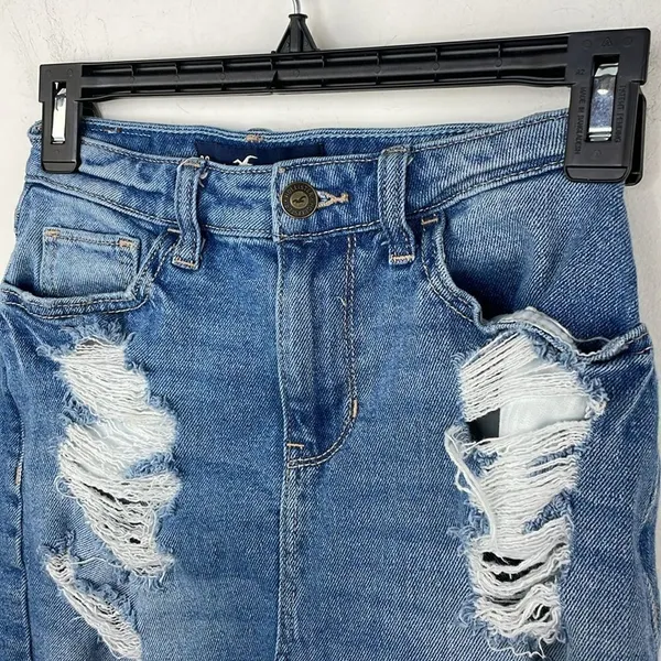 Y2K Hollister Denim Distressed Mini Skirt Jean size 00 - Image 2