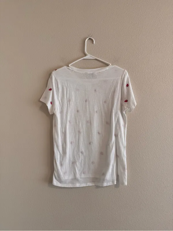 Lucky Brand White Short-Sleeve Tee with Red strawberry Print - Image 3