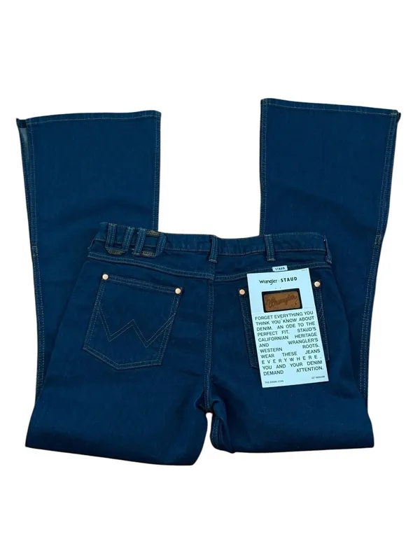 STAUD x WRANGLER The Bikini High Rise Flare Leg Jean Dark Rinse Size 32 NEW - Image 5