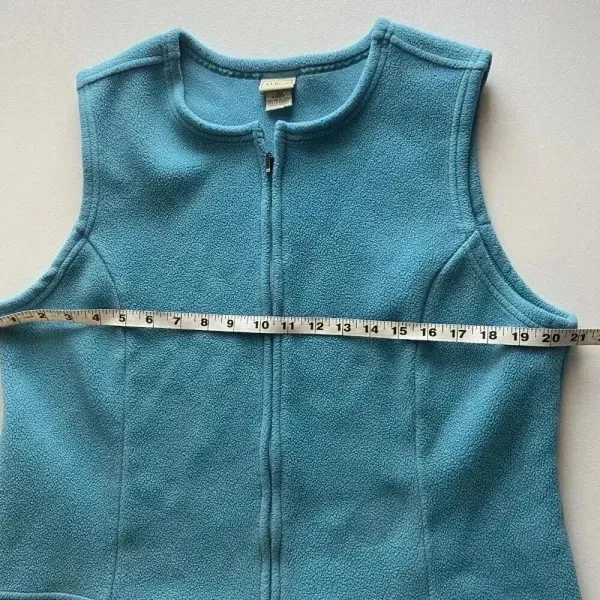 LL BEAN Fleece Vest Womens Size L Large Blue Arctic‎ Crop Y2k Cozy 90s Gorpcore - Image 7