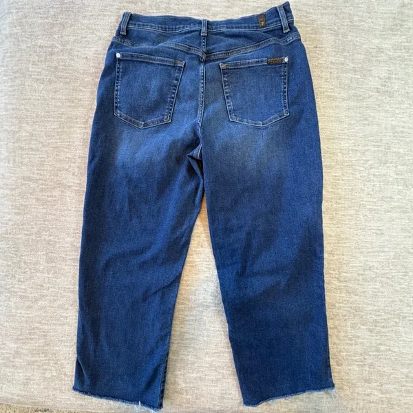 7 For All Mankind The Modern Straight‎ Jeans Women 31x25 Raw Hem Cropped (cut) - Image 3