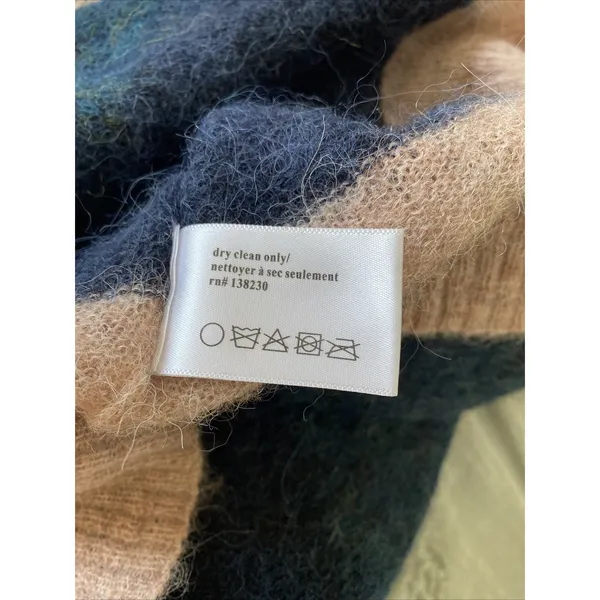 Pam Gela Revolve Striped Alpaca Wool Sweater Womens Size‎ S Navy Tan Fuzzy - Image 7