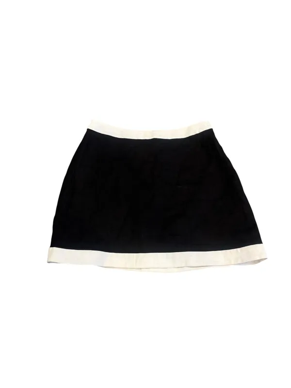 Reformation Robbie Linen Mini Skirt Black White Trim 4 - Image 3