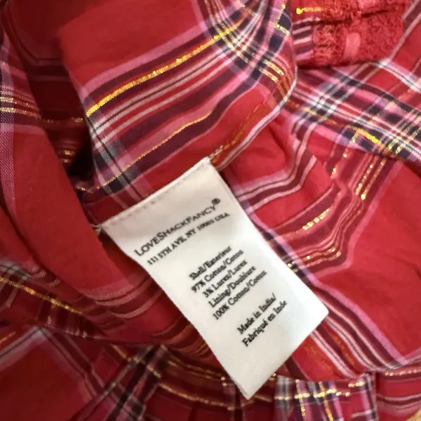 Loveshackfancy‎ NWT Deanna Halter Dress in Cherry Red Tartan Plaid Size XS - Image 7