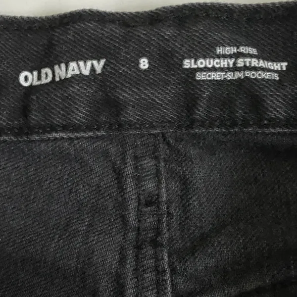 Old Navy Womens High Rise Slouchy Straight Distressed Black Cotton‎ Jeans Size 8 - Image 5