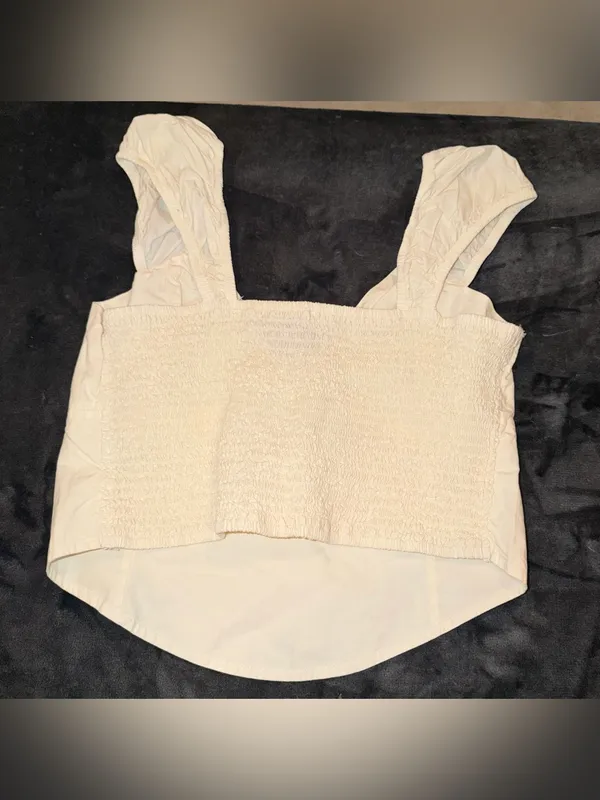 Aerie Cropped Corset Puff Sleeve Smocked Back Top Size Medium New with tag - Image 5