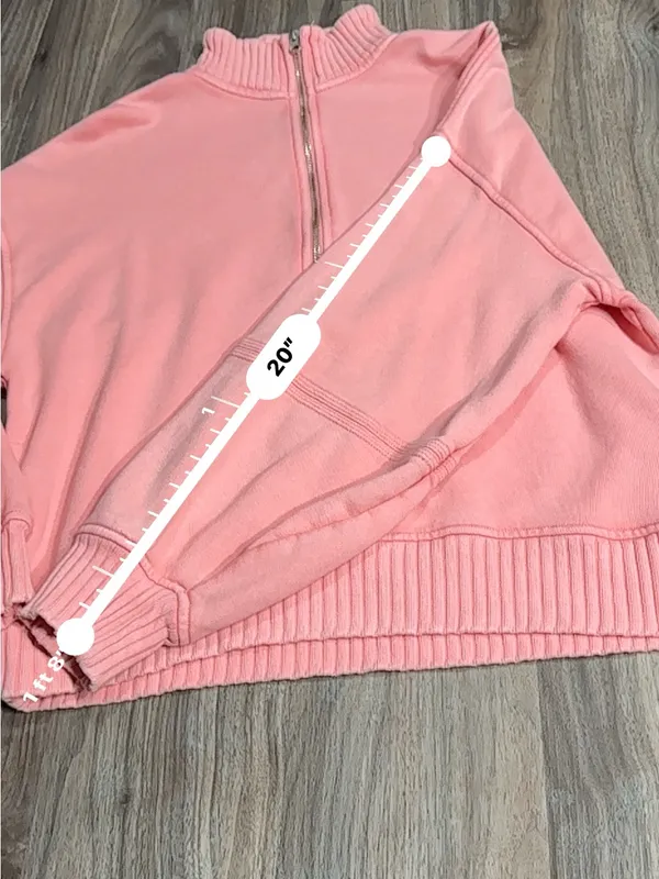 aerie Coral Half-Zip Cropped Sweatshirt - Image 11