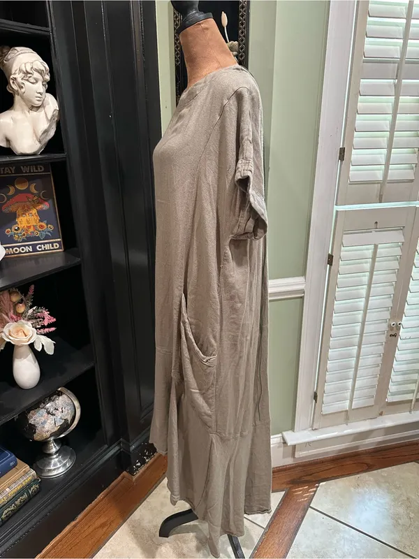 Free People Free‑Est Crisp + Cool Linen Midi Dress in Green Size Medium - Image 6