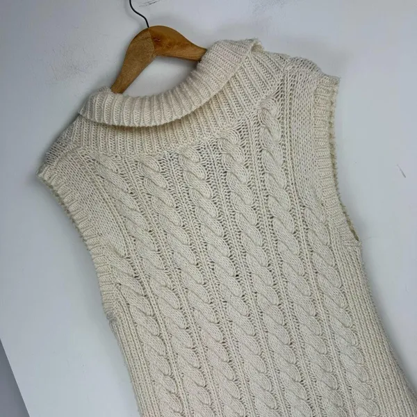 Eddie Bauer Cable Knit Sweater Vest Cardigan Sz Large Wool Blend Button Front - Image 11