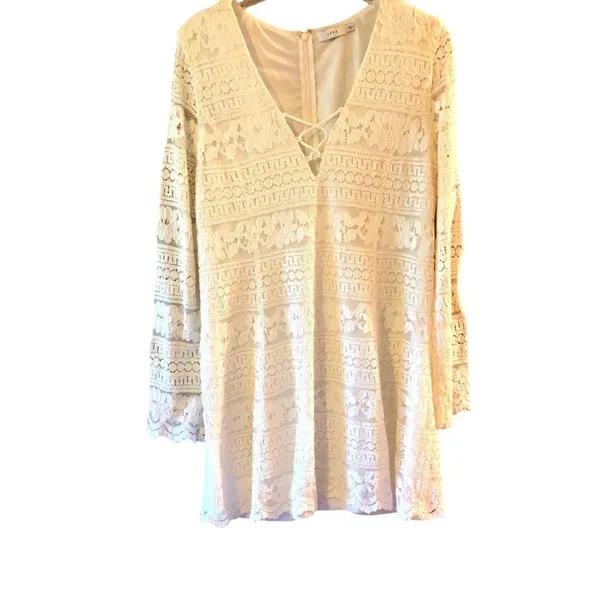LUSH Women’s Long Sleeved Cotton Lace Dress, Size L - Image 2