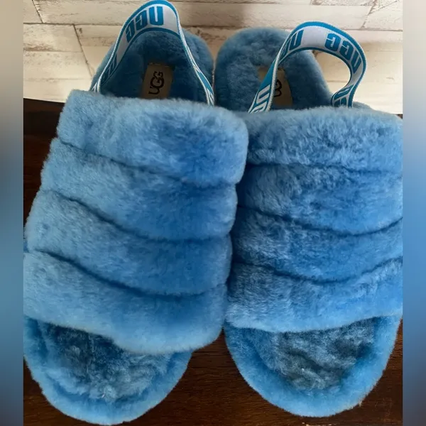 Ugg Fluff Yeah Slide in Bright Blue.  Women’s Size 9 - Image 3