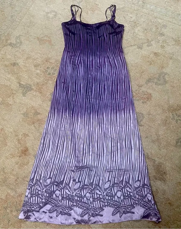 Vintage Purple Ombré Silk Maxi Dress - Image 2