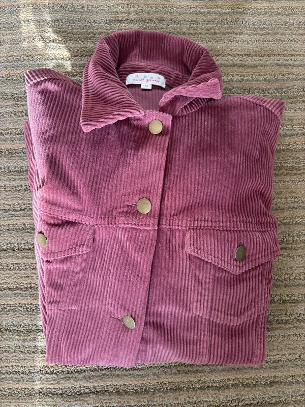 Mauve Corduroy Button Up Shacket Pink Size XS - Image 3