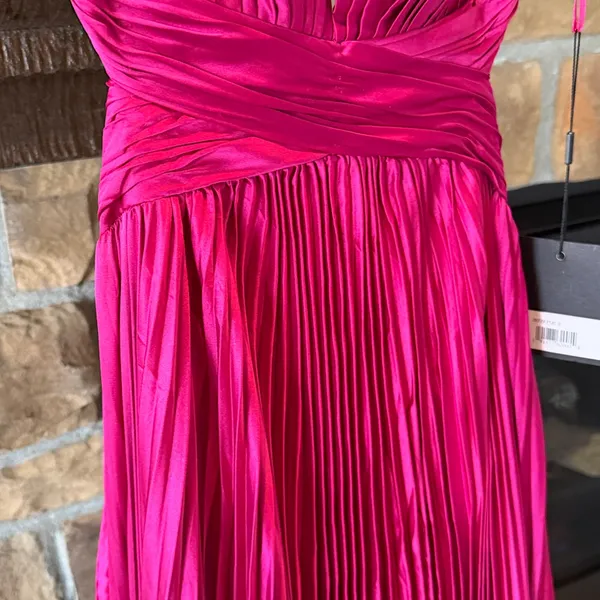 Mac Duggal Pleated Ruffle Cap Sleeve Cut Out Lace Up Gown NWT - Image 5