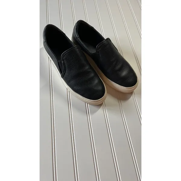 UGG Jass Slip On Sneaker Black Pebbled Leather Platform Shoes Womens 9 - Image 2
