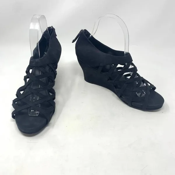 Eileen Fisher Caged Lattice Wedge Sandals‎ Black - Image 3