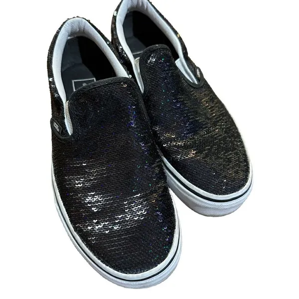 VANS OTW Black Sequin Slip On Skating Casual Shoes Sneakers Women's 5.5‎ - Image 7