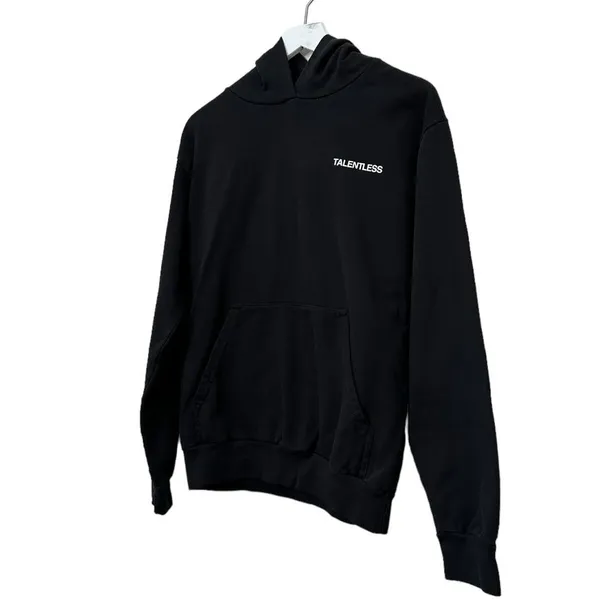 Talentless Black Hoodie Sweatshirt Unisex Minimal Logo Pullover Size Small - Image 3