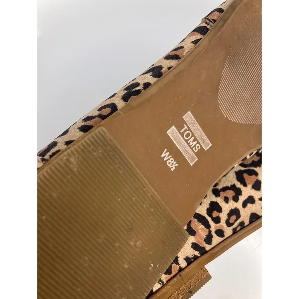 TOMS Jutti Flats Womens 8.5 Brown Leopard Print Excellent Animal Suede Pointed - Image 7