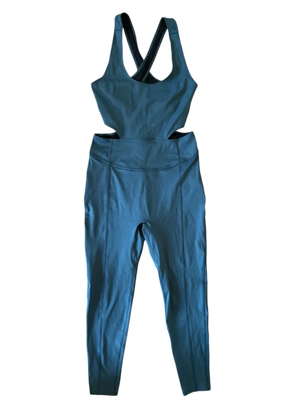 Free People Movement Back It Up One-piece Jumpsuit Pacific Green Size Medium - Image 3