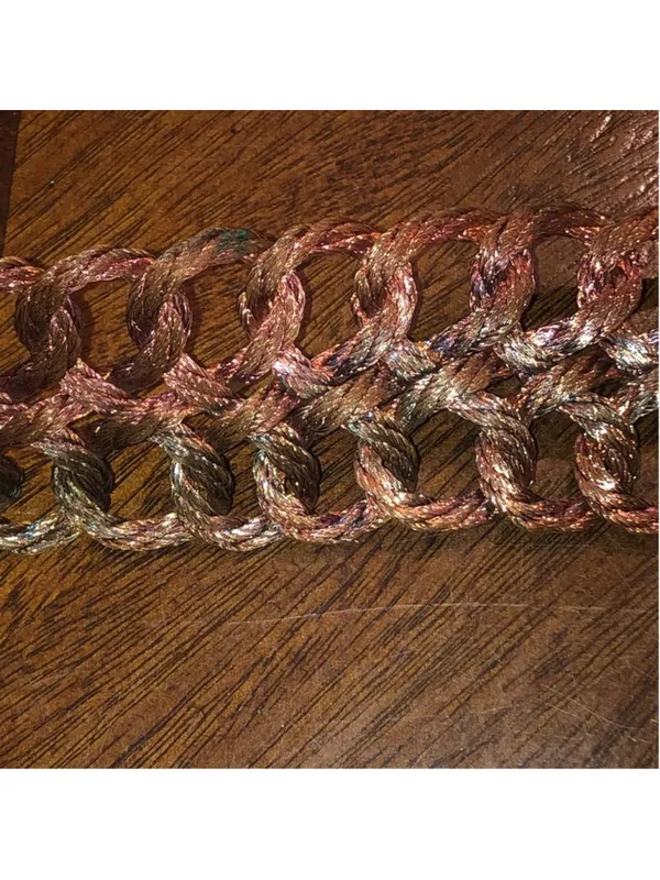 Copper Metal Vintage Brutalist Chunky Retro Braided Belt With Removable Buckle - Image 7