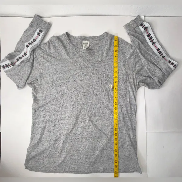 VICTORIAS SECRET PINK Shirt Rare Bling Big‎ Dog Campus Pocket Womens Size M Gray - Image 3
