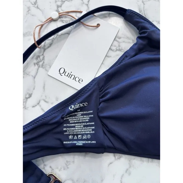 NWT‎ Quince Deep Navy Italian V-Neck Bikini Top Size XS - Image 3