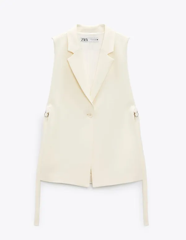 Zara blazer vest coat cream waistcoat with vents - Image 6