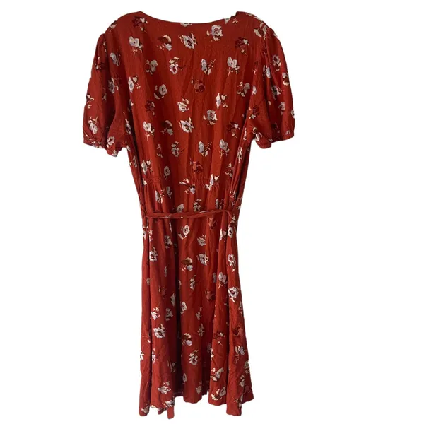 Universal Threads NWT Women's Plus Size‎ XXL Orange Floral Full Button Dress - Image 6