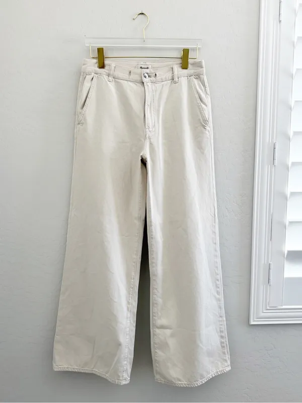 Madewell Ultimate Wide Leg Pant Cream Vintage Canvas Airy Denim NZ211 Size 28 - Image 5