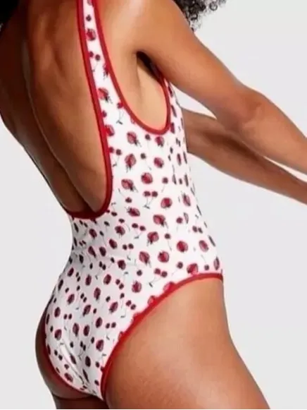 NWOT Pink x Frankie’s Bikinis Strawberry Cherry One Piece Small - Image 3