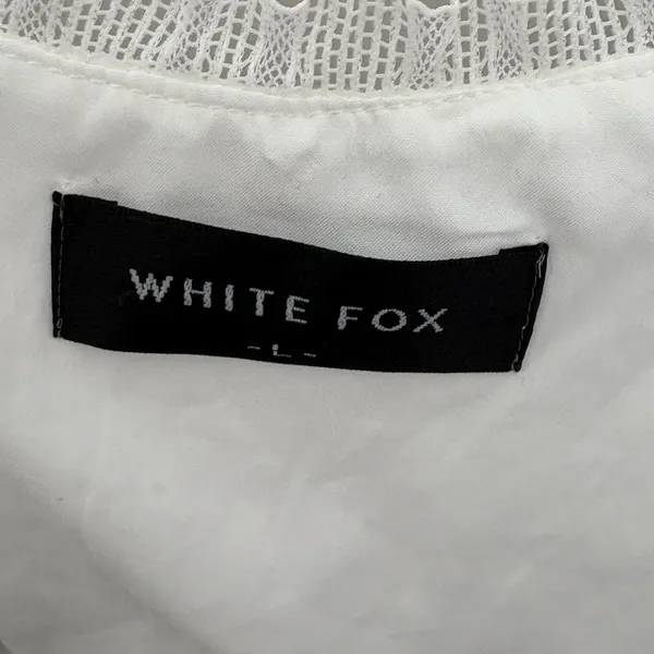 White Fox Where Have You Been Crop Top White Eyelet Tank 100% Cotton Size Large - Image 3